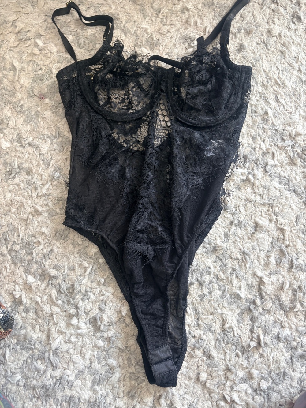 Fashion Nova Black Lace Underwire Teddy Bodysuit